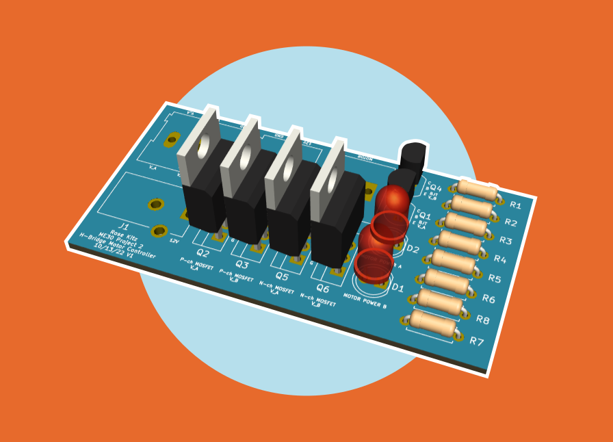 Image of 3D-Rendered H-Bridge PCB