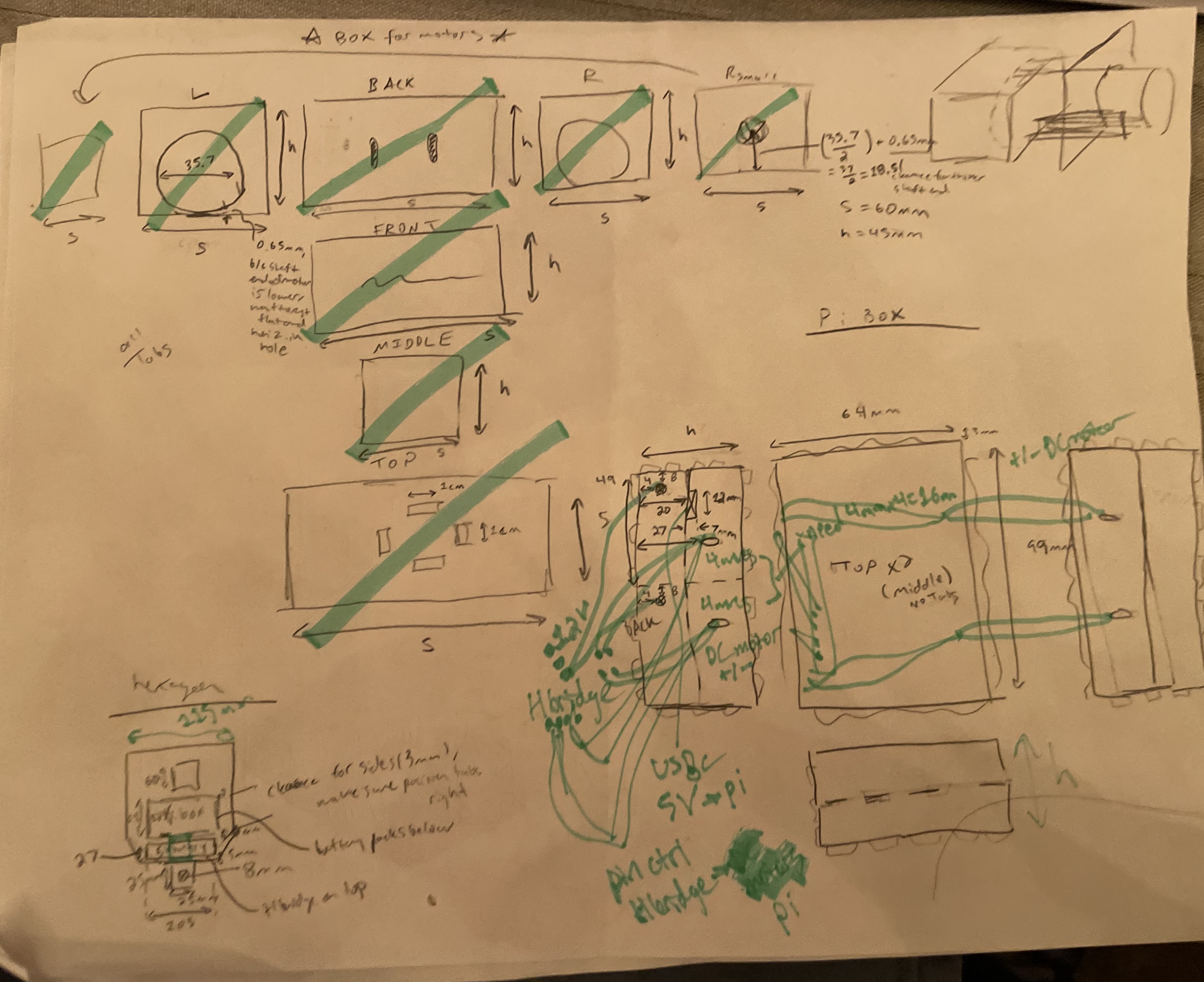 Image of dimensional sketches of stage 1 driving robot